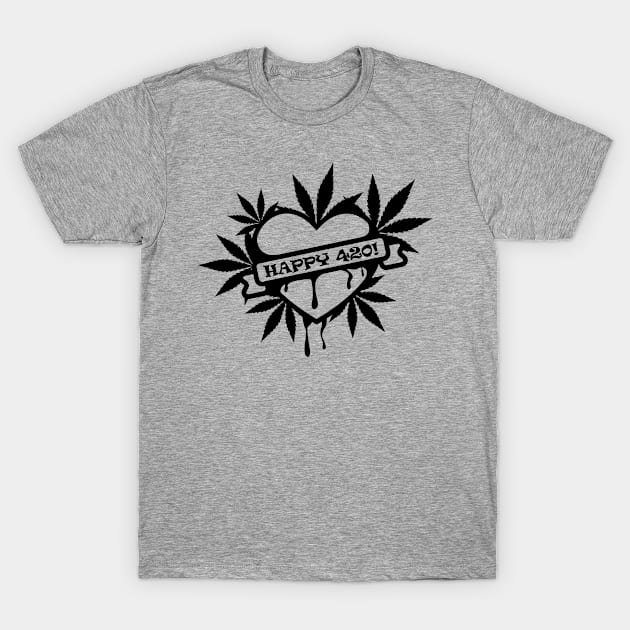 Happy 420 - I Heart Cannabis T-Shirt by Cup of Tee